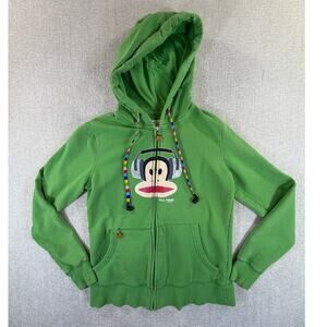 Paul Frank Women's Medium Green Julius Monkey Graphic Vintage Y2K Hoodie Casual